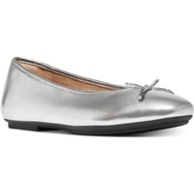 Women's FitFlop DELICATO BOW SOFT Womens Ballet Flats Silver - Size: 8