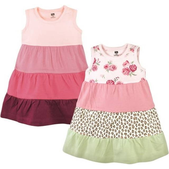 Hudson Baby Girls' Toddler Cotton Dresses  Multicolor Blush Rose Leopard  3T
