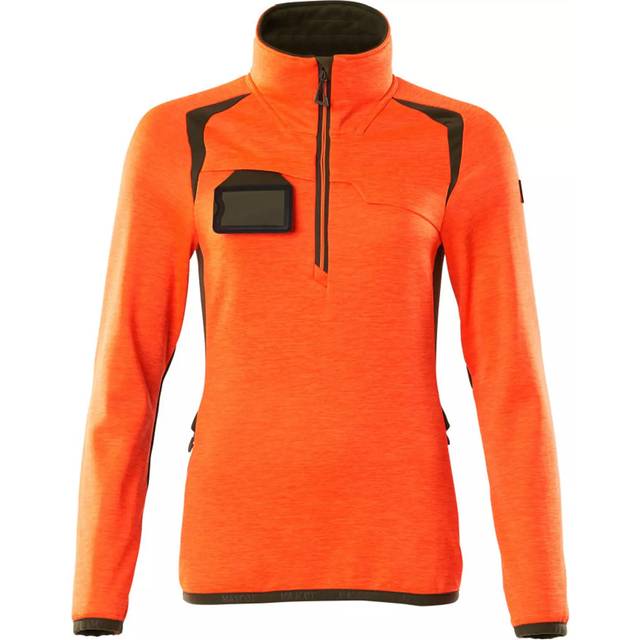 Mascot Accelerate Safe Fleece Jumper with Half Ziphi-Vis Orange/Moss Green (XL)
