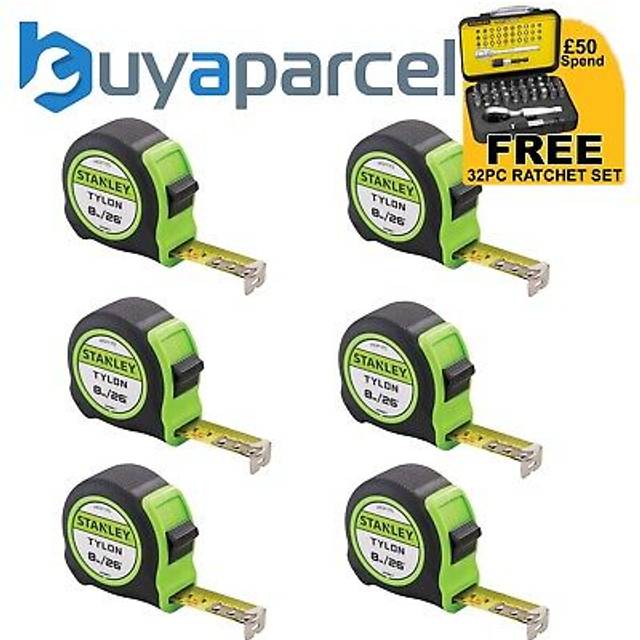 Tylon Hi Vis 8m 26ft Tape Measures Green Pack of 6 STA130604HG - Stanley