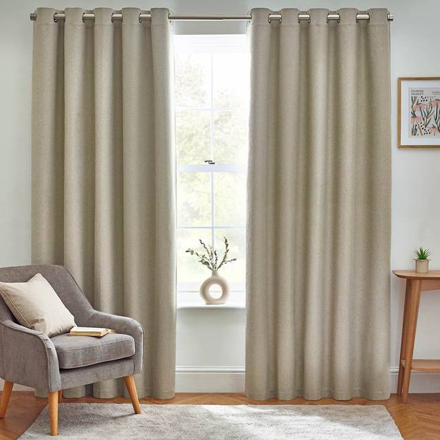 furn. Dawn Natural Thermal Blackout Eyelet Curtain 117 x 183cm - Cream - W 183 x D 117cm
