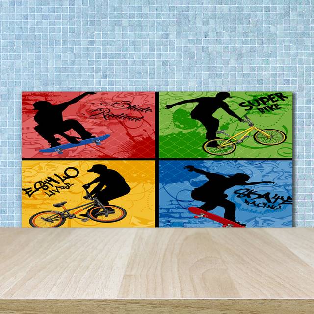 Splashback - Backsplash - Cooker Hob Wall Splashback - Kitchen Wall Panels - Heat Resistant - Toughened/Tempered Safety Real Glass - 100X50cm - Teens - Multicoloured (Kitchen)