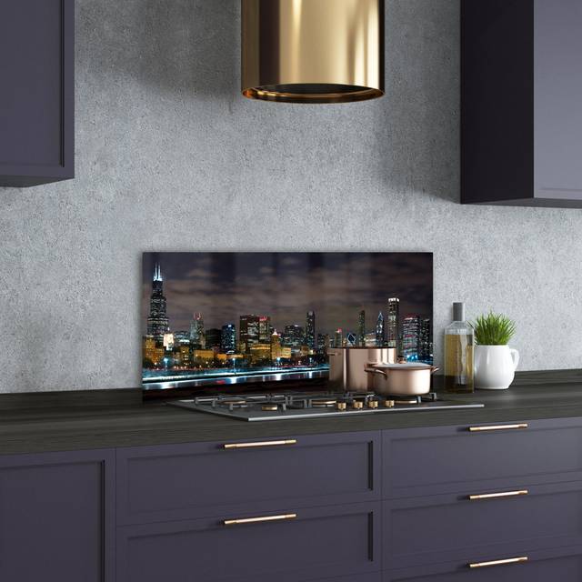 Splashback - Backsplash - Cooker Hob Wall Splashback - Kitchen Wall Panels - Heat Resistant - Toughened/Tempered Safety Real Glass - 100X50cm - Sights - Black (Kitchen)