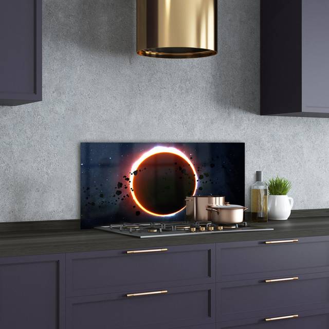 Splashback - Backsplash - Cooker Hob Wall Splashback - Kitchen Wall Panels - Heat Resistant - Toughened/Tempered Safety Real Glass - 100X50cm - Univer - Orange;Orange (Kitchen)