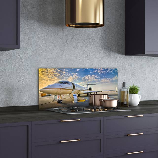 Splashback - Backsplash - Cooker Hob Wall Splashback - Kitchen Wall Panels - Heat Resistant - Toughened/Tempered Safety Real Glass - 100X50cm - Vehicl - Blue (Kitchen)