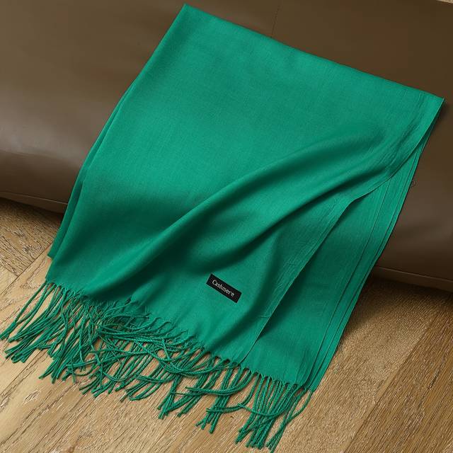 TEMU A Solid Color Tassel Scarf, A Simple, Soft, And Warm Cashmere-like Scarf, A Mature Style Cold-proof Multi-functional Non-elastic Scarf, A Unisex Christmas Gift