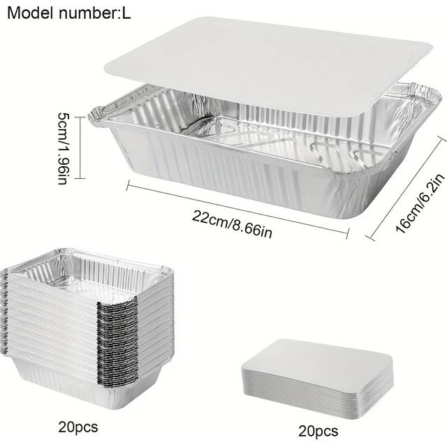 TEMU Aluminum Foil Containers With Lids Silvery - Pack Of 20/40