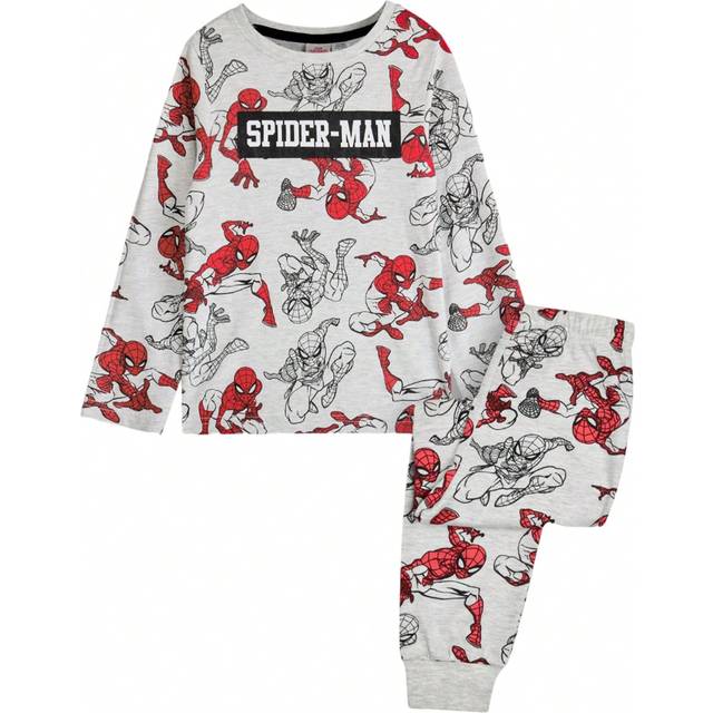 Marvel Spider-Man Boys All-Over Print Long Pyjama Set (Grey/Red)