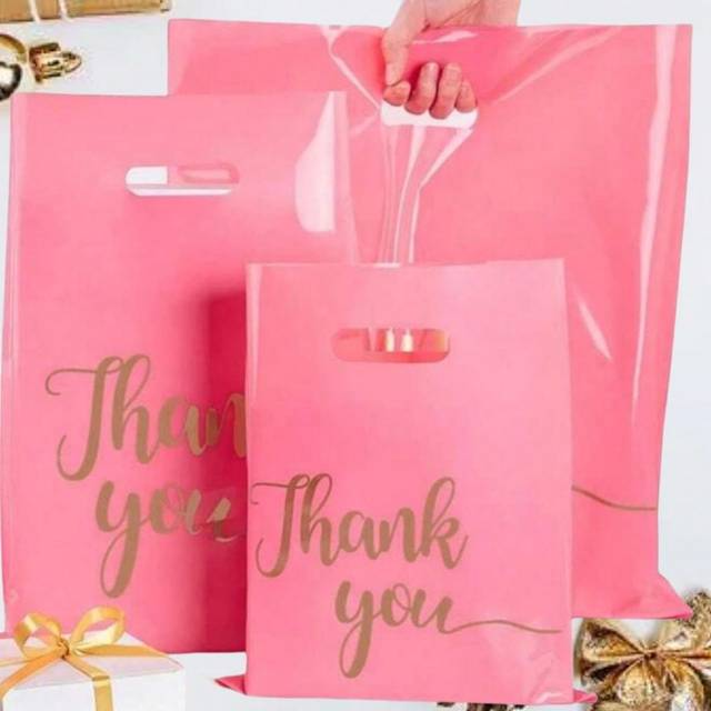 SHEIN 50pcs/100pcs Pink &#34;Thank You&#34; Gift Bags For Wedding, Birthday, Party, Apparel Packaging,Boutique, Retail, Gift Bags,Small Business, Shopping Bags,Fest