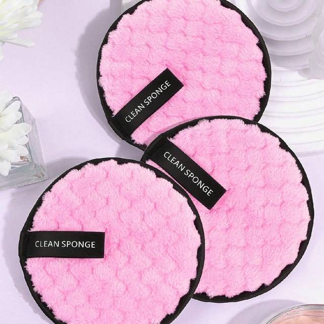 SHEIN 5-1 Reusable Makeup Remover Pads, Makeup Sponges, Powder Puffs, Facial Cleansing Pads, Round Sponges, Facial Cleansing Pads, For Makeup Removal And Sk