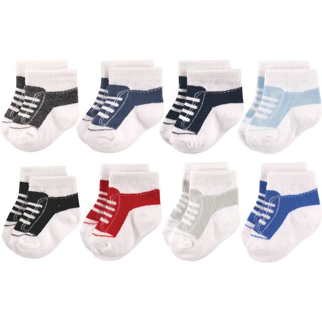 Hudson Baby baby boys Cotton Rich Newborn and Terry Casual Socks  Sneaker Black Blue  6-12 Months US