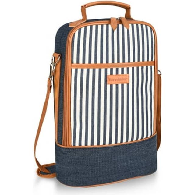 Tirrinia Insulated 2 Bottle Wine Gift Tote Bag - Wine Tumbler Glass Cooler Carrier for BYOB Restaurants, Wine Tasting, Travel, Park, Beach, Great Win