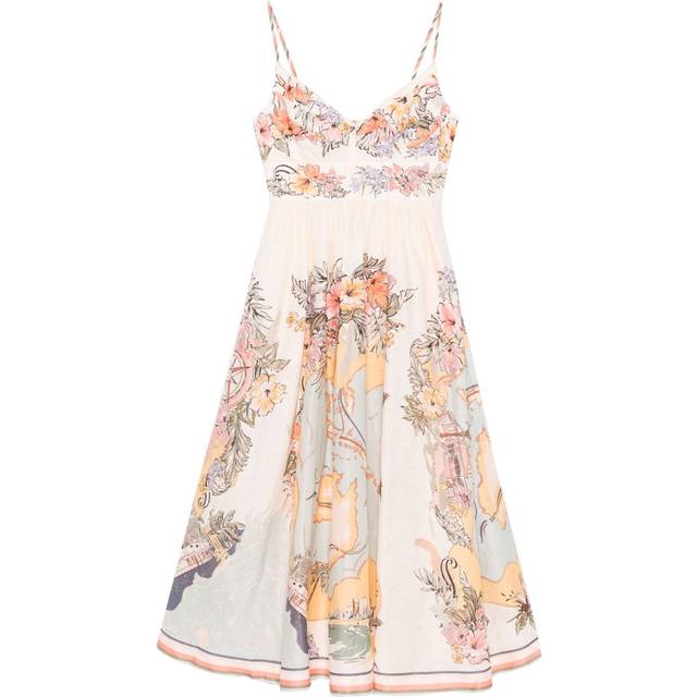 Zimmermann Women&#39;s Tallow Linen Midi Dress in Beige | Size 3 | 1774DRS253 (3)