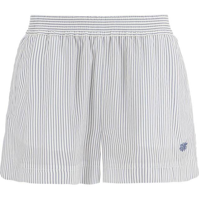 Striped Silk Pull-On Shorts - WHITE STEE - 36 IT (0 US)