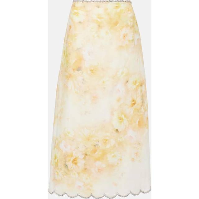 Zimmermann Crush scalloped linen midi skirt - yellow (UK 8)