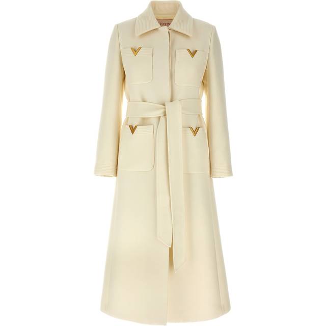Valentino Garavani - Embellished Wool And Silk-blend Twill Coat - Ivory - IT 42