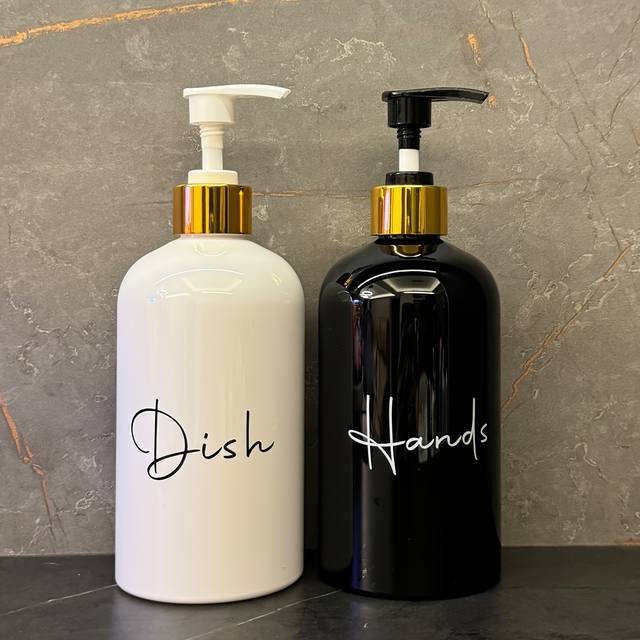 TEMU 2-pack 17oz Hand & Dish Soap Dispenser Set - Plastic,, Freestanding Lotion Pump Bottles, Refillable For Kitchen And Bathroom Use Without Electricity Halloween, Christmas Decorations
