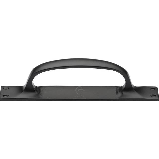 Matt Black Rustic Iron Cabinet Pull Handle On Plate - Black Iron (17.8cm H x 3cm W x 4.4cm D)