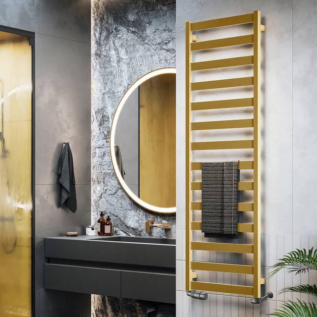 Terma Heated Towel Rail, Vivo 1630/500, Brass, Brown