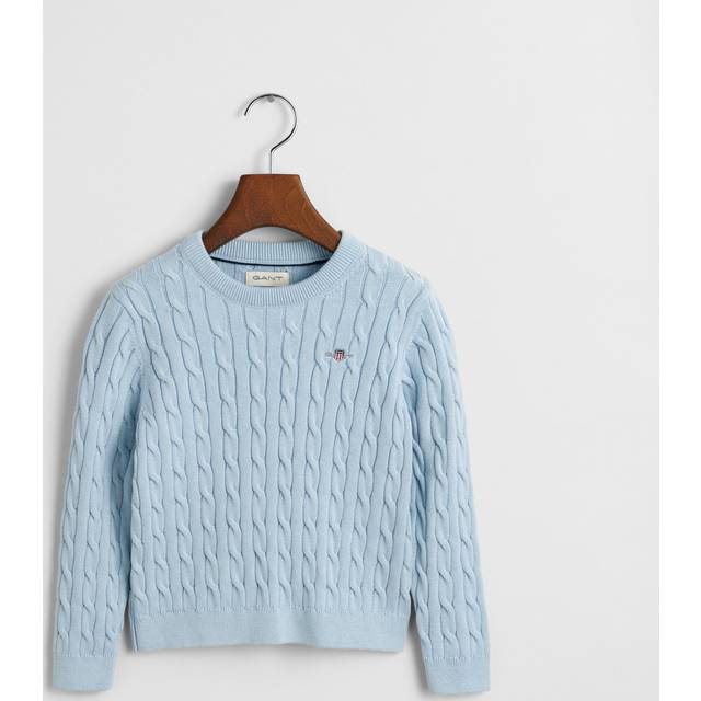 GANT Unisex barn bomull kabel sköld crew tröja, Blå gryning, 92