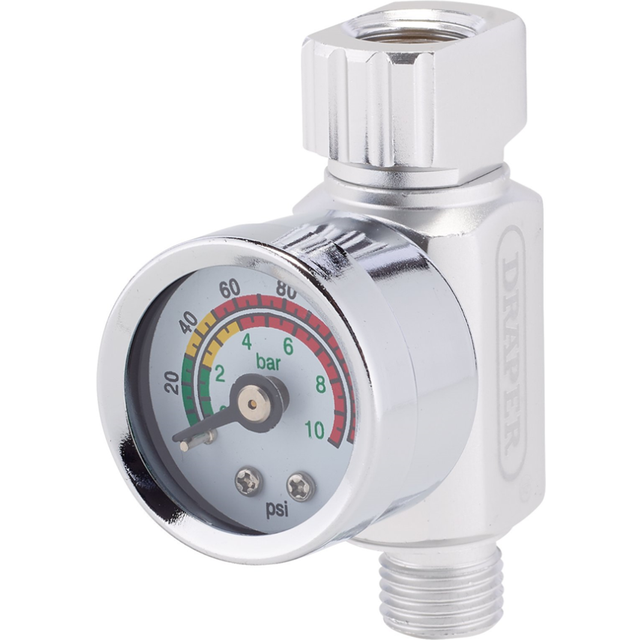Draper 28377 1/4" BSP On-Gun Air Regulator and Gauge, 140psi