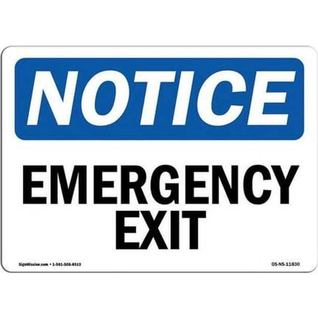 SignMission OS-NS-D-57-L-11830 OSHA Notice Sign - Emergency Exit