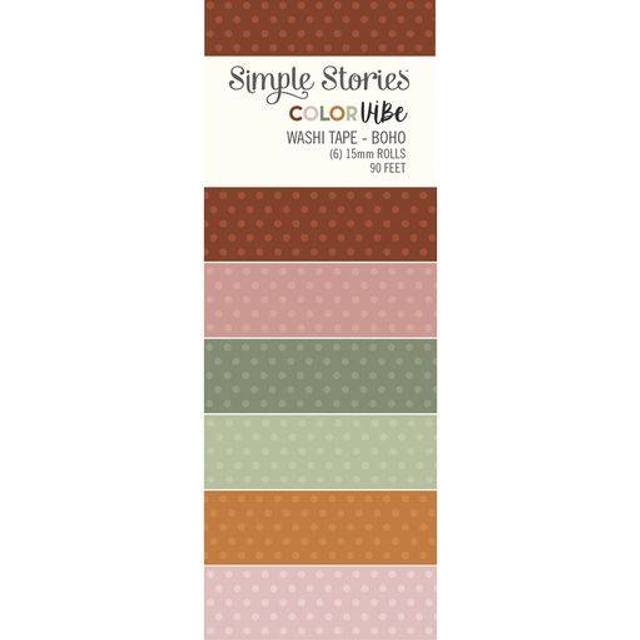 Simple Stories Color Vibe Washi Tape 6/Pkg-Boho CV13484