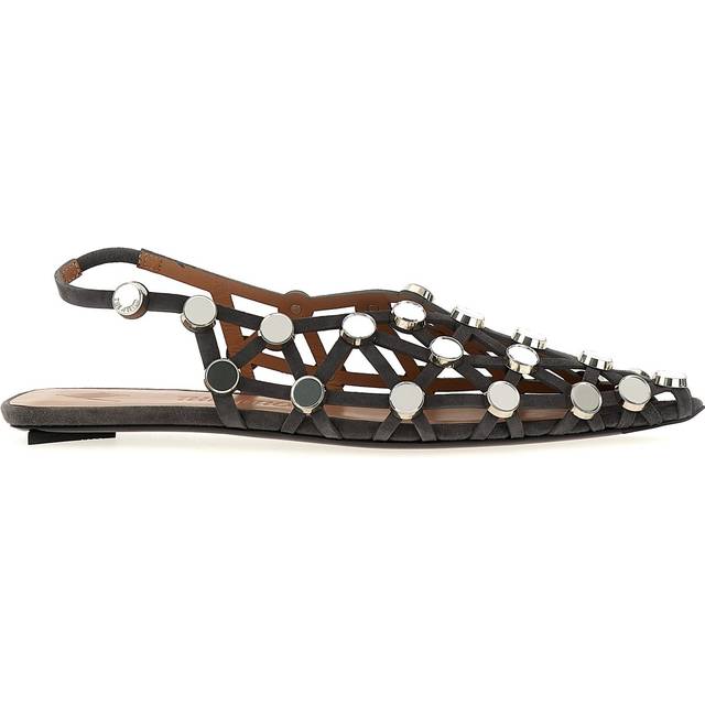 The Attico Slingback Ballet Flats With "Grid" Studs - Black   - 36+ IT