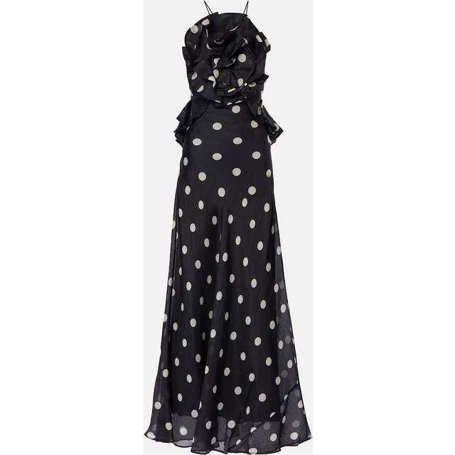 Zimmermann Crush polka-dot ruffled linen and silk gown - black (UK 16)
