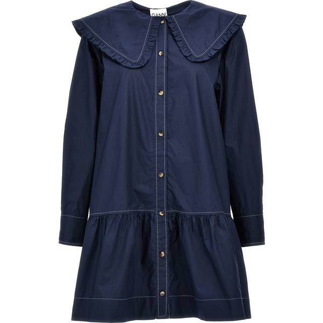 GANNI Collar Mini Dress - Blue