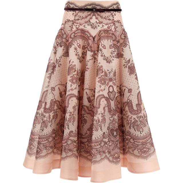 Zimmermann Women&#39;s Crush Silk Blend Skirt in Pink | Size 1 | 2272SR251 (1)