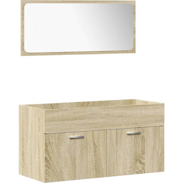 vidaXL 5 Piece Bathroom Furniture Set Sonoma Oak Engineered Wood - Brown