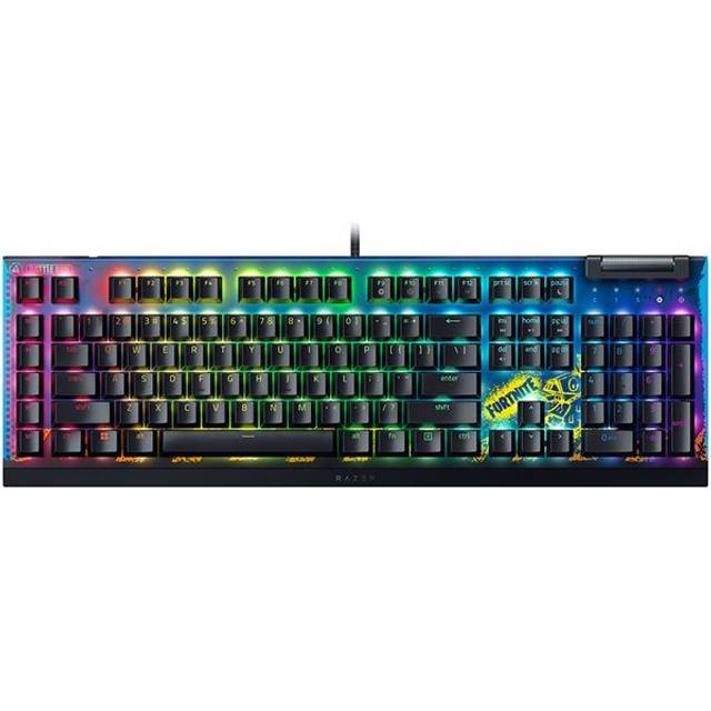 Razer BlackWidow V4 X - Fortnite Edition Mekaniskt tangentbord för spel med RGB (gula brytare, 6 dedikerade makrotangenter, dubbelhäftande ABS-tangentknappar) QWERTY US Layout | Fortnite