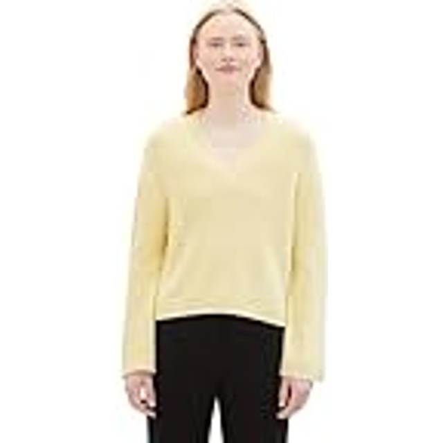 Tom Tailor V-Neck Sweater - Light Yellow