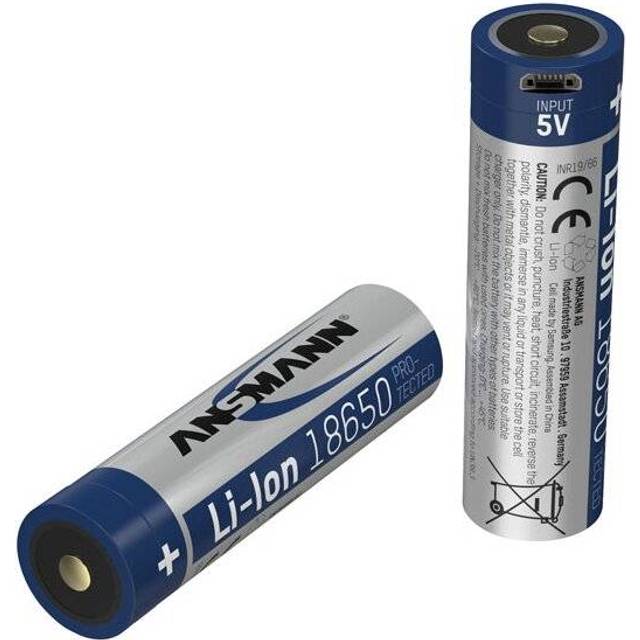 Ansmann 1307-0002 Li-Ion 18650 Battery 3.6V 2600mAh with Micro USB