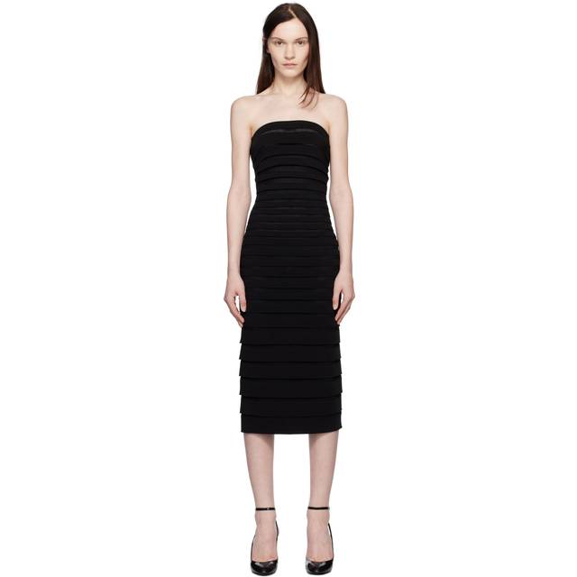 Alaïa Bustier Midi Dress - Black   - 36 FR
