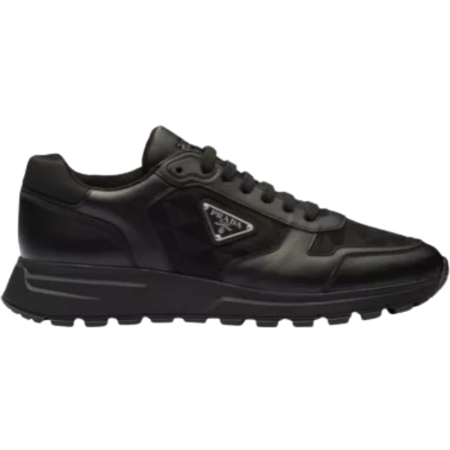 Prada Leather and Re-Nylon Sneakers - Black - 6