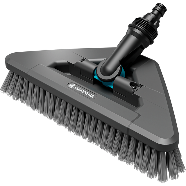 Gardena Cleansystem skaftborste soft flex: Borste för rengöring av ömtåliga ytor, trekantsformad, mjuka borststrån, vridbar, ansluts till Cleansystem-skaft, för större ytor (18812-20)