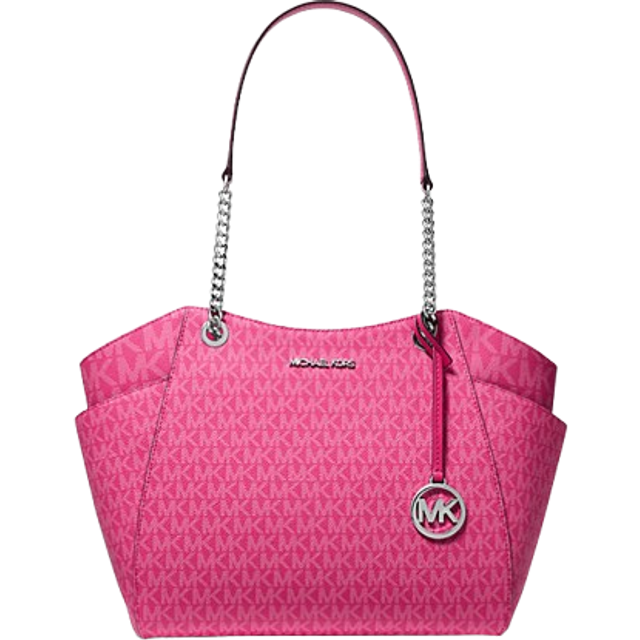 Michael Kors Women's Signature PVC Shoulder Tote with Chain Handles Women - Dragon Fruit - Pink - Size: ONE size
