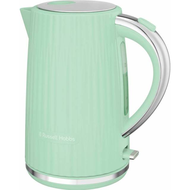 Russell Hobbs Elektrisk vattenkokare (1,7L, tryck för att öppna locket, perfekt hällpip, 360 graders bas, avtagbart tvättbart filter, grön vattenkokare, 2400W) Eden 27364-70