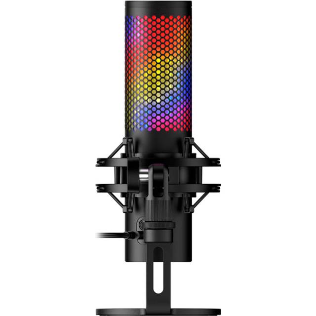 HyperX QuadCast 2 S – USB-mikrofon, med RGB-belysning, streaming och podcasting, med inbyggda kontroller, LED-belysning, avtagbart stötfäste, PC, Mac, USB-C – svart