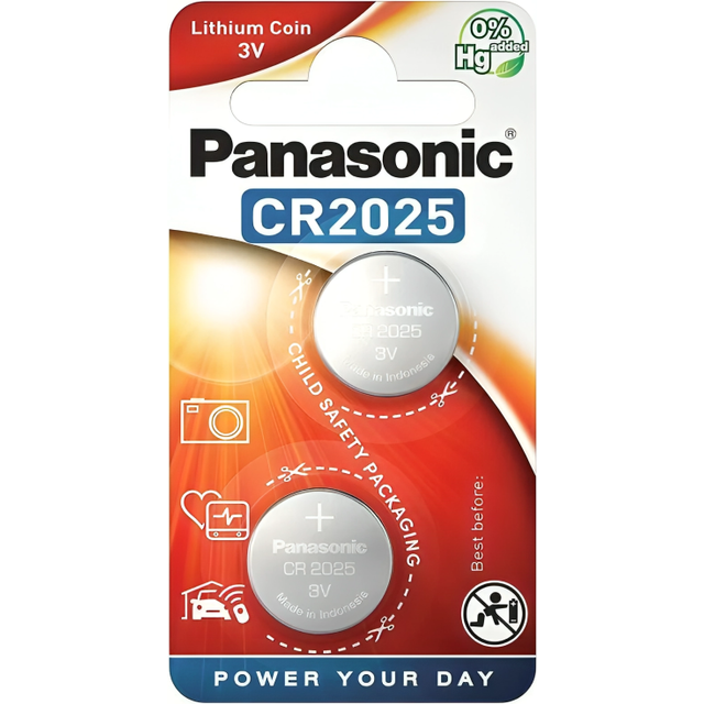 Panasonic CR2025 Coin Cell Batteries (Tear-Off ) | 2 Pack