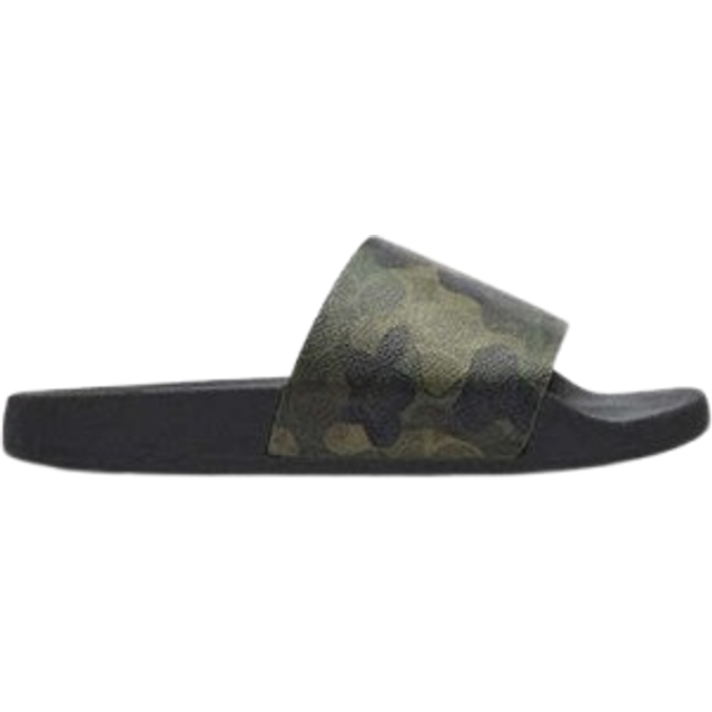 Coach 1941 Khaki Coated Canvas Pool Slides - Camo - US 11