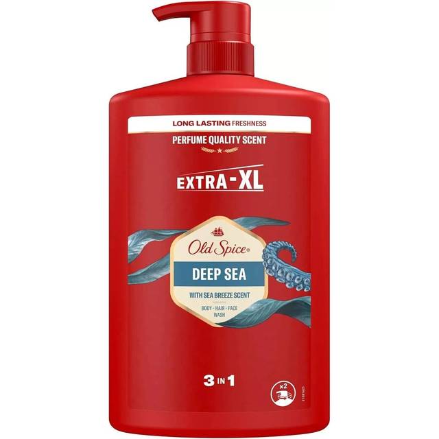Old Spice Deep Sea Mens Shower Gel & Shampoo 1000ml Multi-Use 3-in-1 Hair-Face-Body Wash