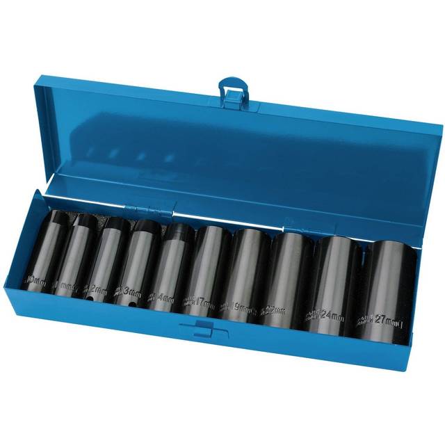 Draper Hi-torq Metric Deep Impact Socket Set, 1/2 Sq. Dr. (10 Piece)