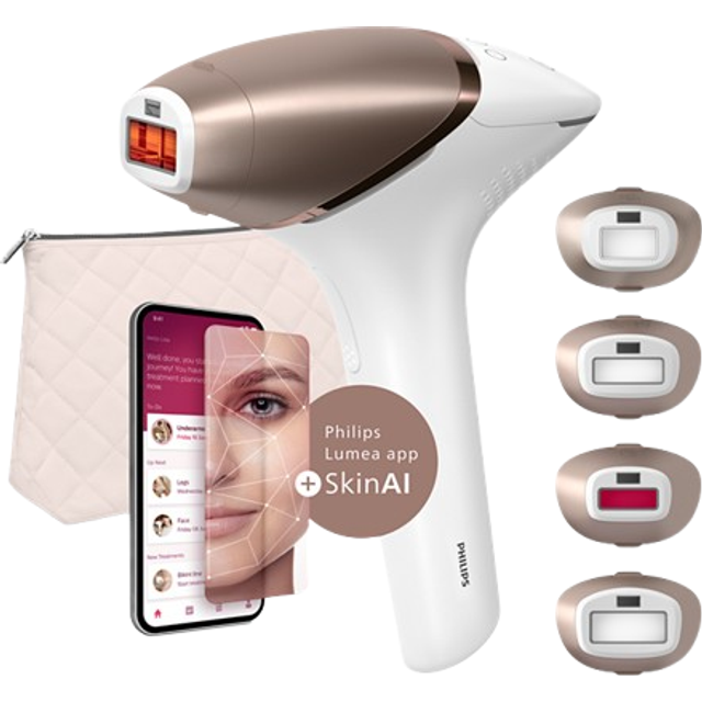 Philips Lumea 9900 Series, IPL Hair Removal Device with SkinAI Technology, 4 Attachments, Corded & Cordless Use, BRI951/01