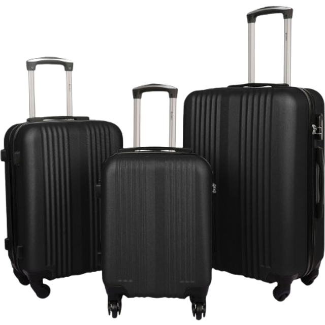 Delta Stripe 3 Piece Luggage Set - Pink - One Size