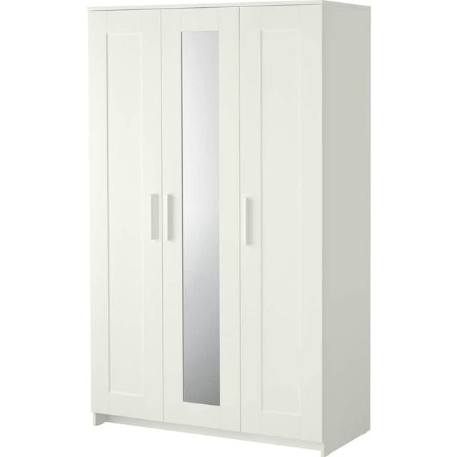 BRIMNES Wardrobe with 3 doors, white, 117x190 cm