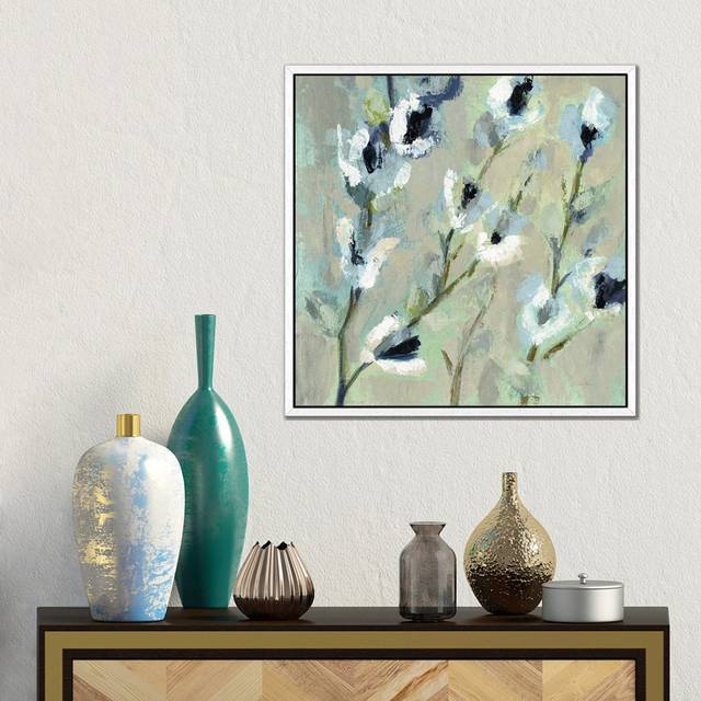 Whimsical Branch I Cool by Silvia Vassileva - Gallery-Wrapped Canvas GiclÃ©e - White Floater Framed (45.72cm H x 45.72cm W x 3.81cm D)