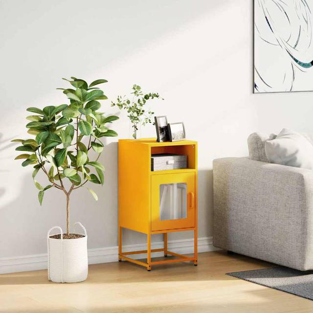Latitude Run Bedside Cabinet Black 36X39x78 Cm Cold-Rolled Steel - Yellow (78cm H X 36cm W X 39cm D)